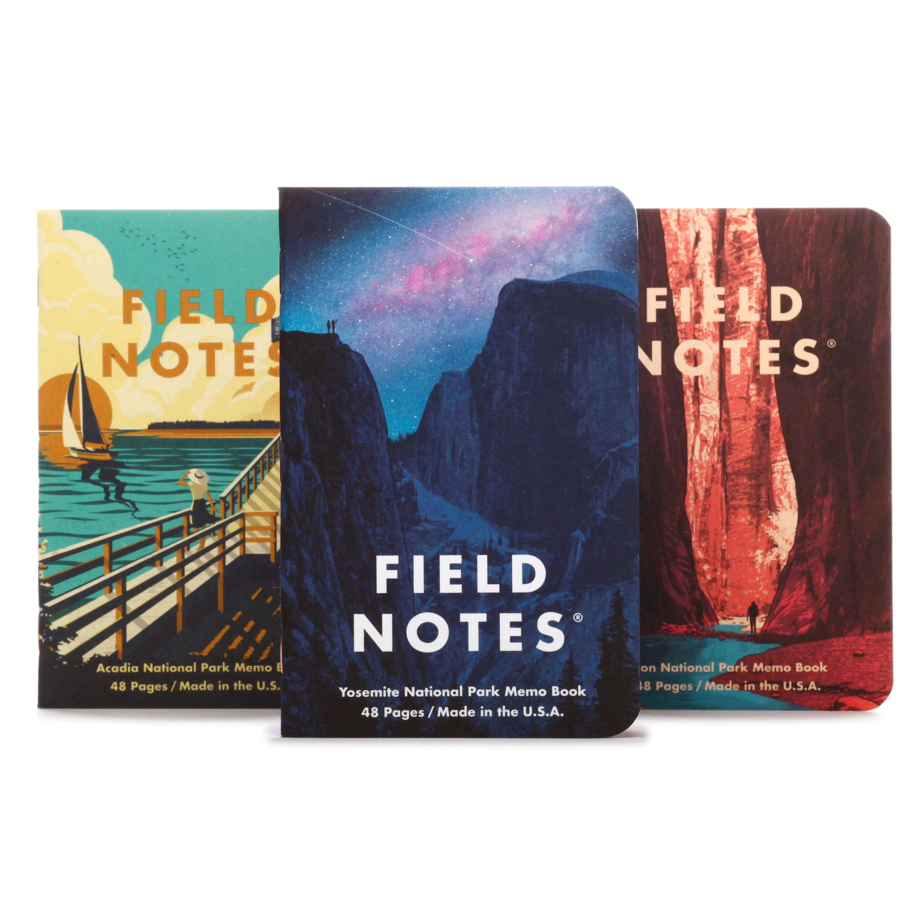 Field Notes: National Parks Series (Series F - Glacier, Hawai'I Volcanoes, Everglades) - Graph Paper Memo Book 3-Pack - 3.5 x 5.5 Inch