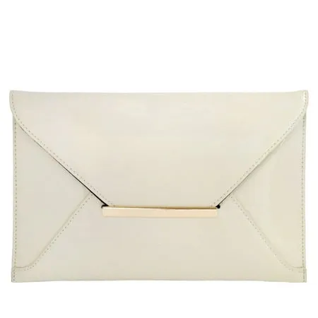 Patent Leather Envelope Candy Clutch Bag Ivory