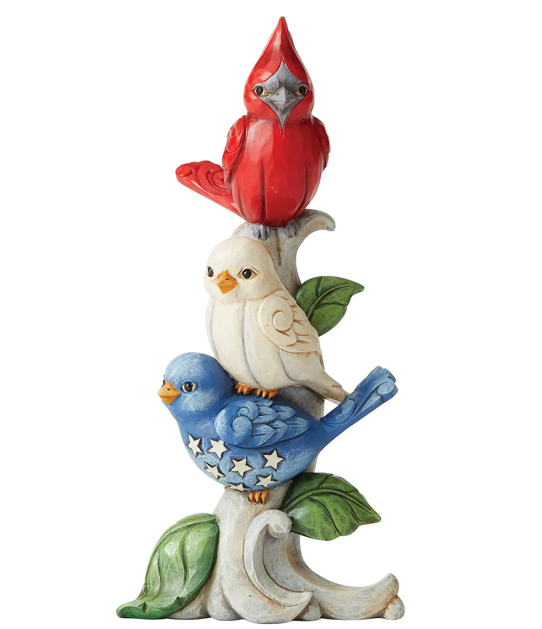 Jim Shore Patriotic Stacked Birds Figurine