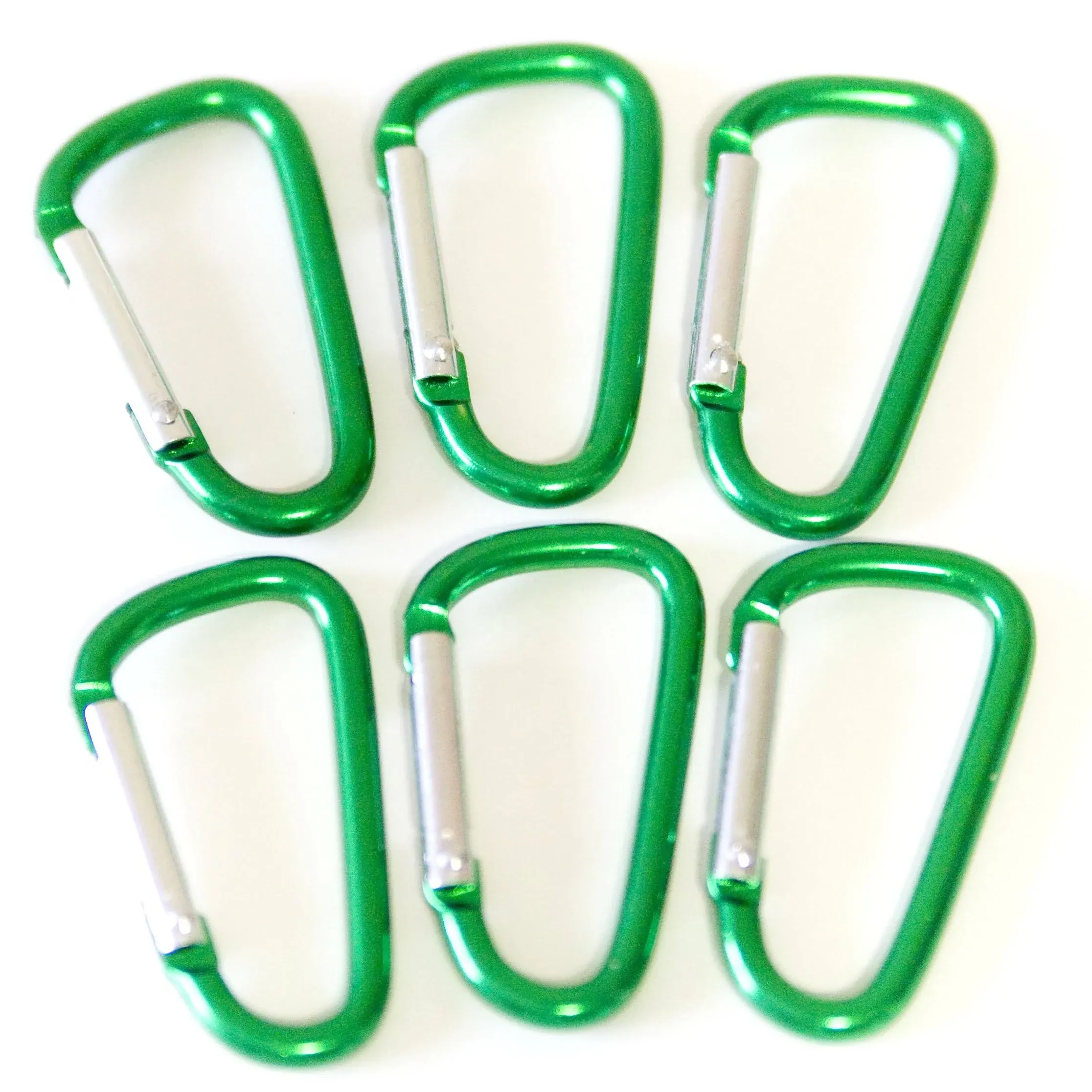 LOT 100 GREEN CARABINER D - SHAPED SPRING BELT CLIP KEY CHAIN 1-7/8&#034; ALUMINUM