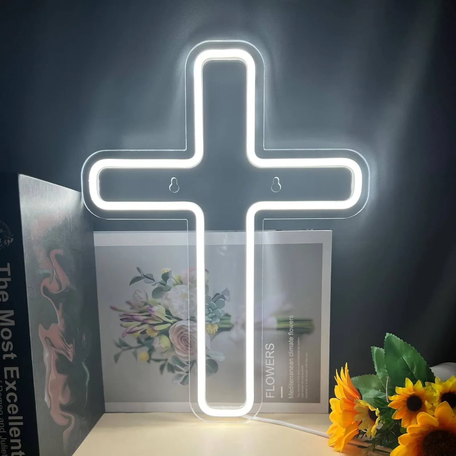 BerniceKelly Jesus Christ Cross Neon Signs, Cross Jesus Neon Sign Light Home ...