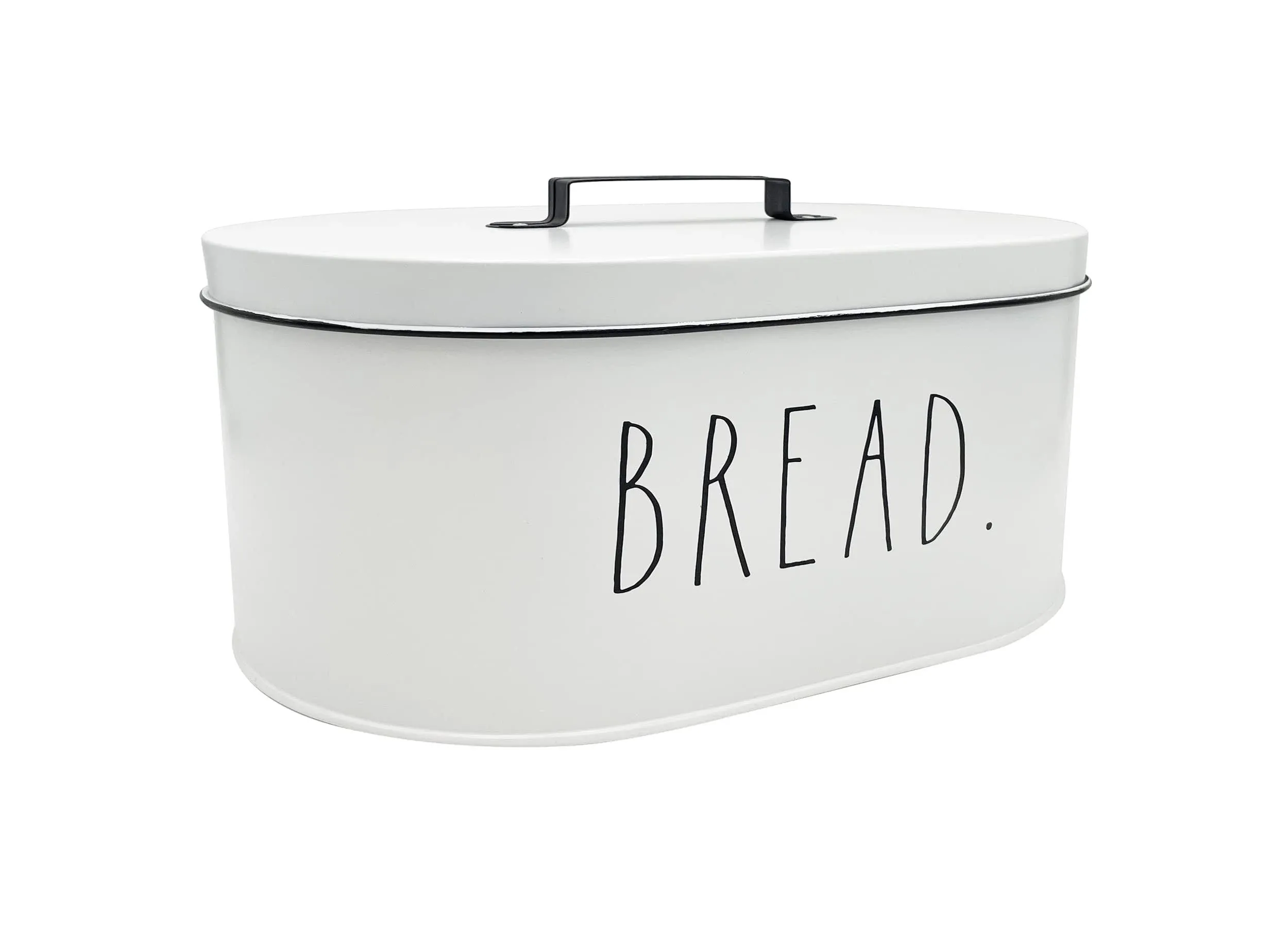 Rae Dunn Bread Box - Bread Box for Kitchen Countertop - 13.5" x 5.5" x 8.5" - Rustic White Metal Vintage Farmhouse Breadbox - Counter Storage Container for Fresh Homemade Loaf, Bagels, Cookies