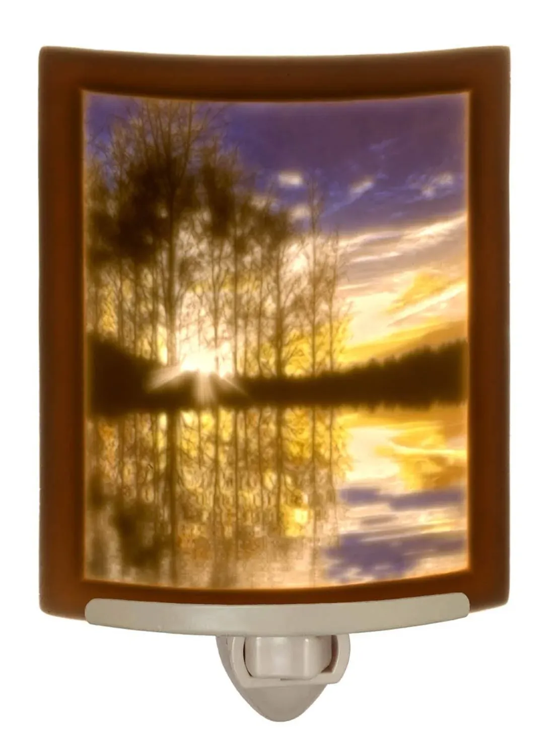 Arden Lakeshore Sunset Colored Curved Porcelain Lithophane Night Light Decorativ