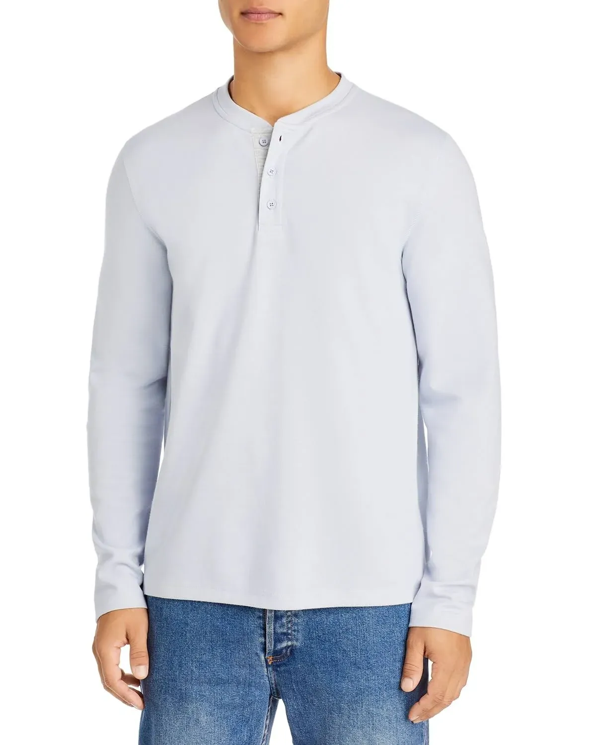 $166 Vince. Men&#039;s Light Blue Long Sleeve Knit Henley T-Shirt Size L