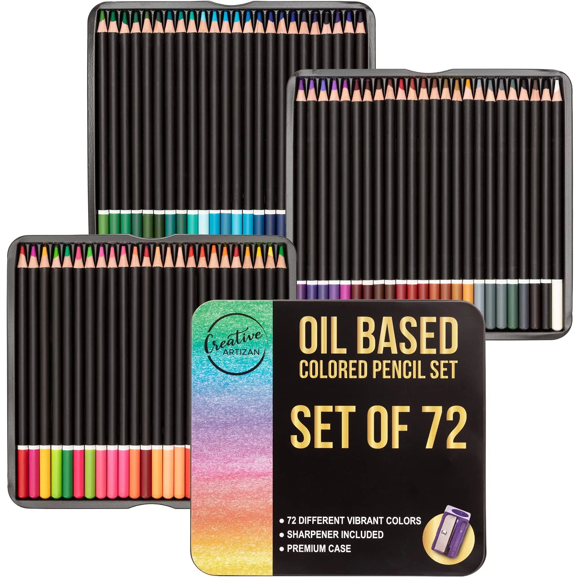 Creative Artizan New Oil Based Colored Pencil Set of 72 with Sharpener &amp; Case