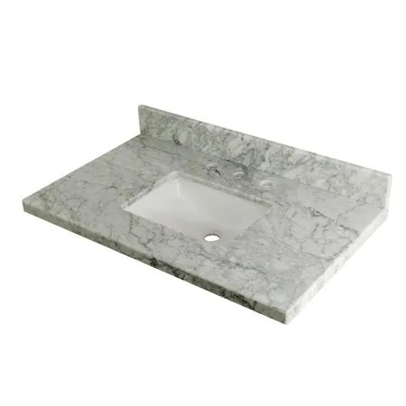 36" X 22" Marble Vanity Top W/ Square Undermount Sink, Marble