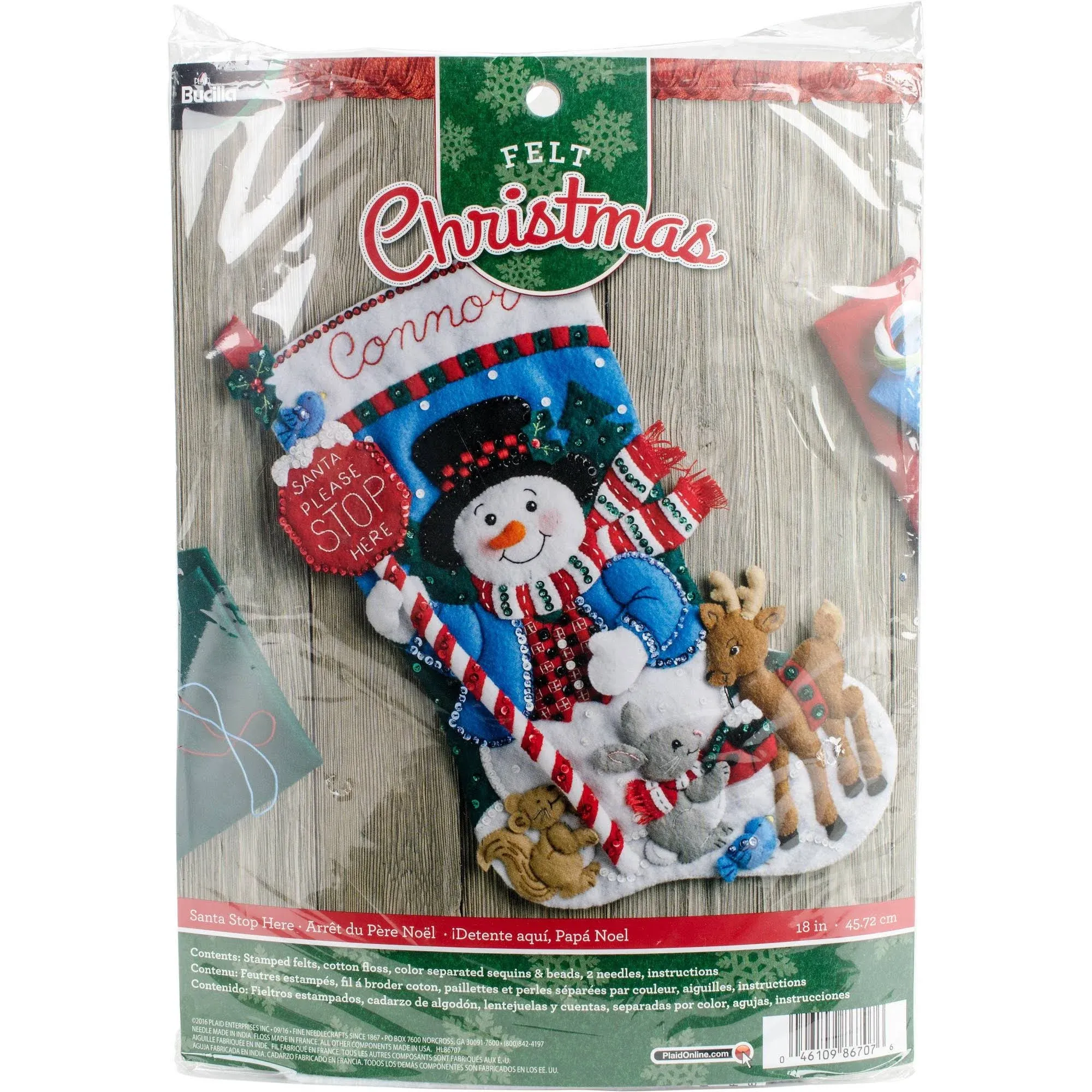 Bucilla Santa Stop Here Stocking Felt Applique Kit