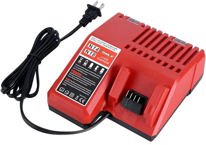 Multi-Voltage M18 Battery Rapid Charger Compatible with Milwaukee M18 14.4V-18V XC Lithium-ion Battery 48-11-1850 48-11-1852 48-11-1862 48-11-1880 48-11-1812 48-11-1820