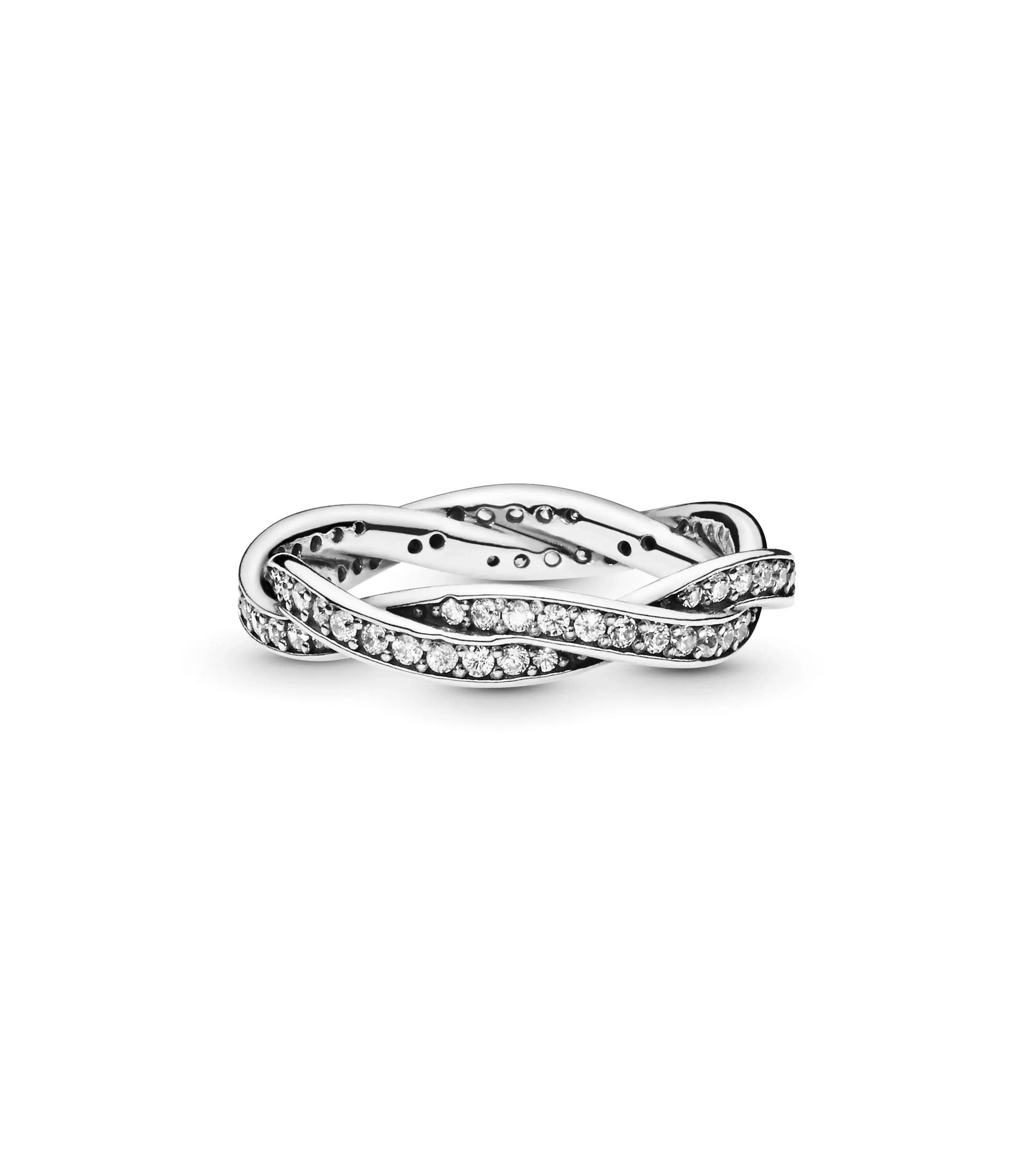 PANDORA Timeless Ring, geflochtenes Pavé, Silber, mit Cubic Zirkonia