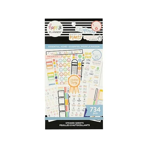 The Happy Planner Essentials Home Classic Stickers, Assorted Colors, 734/Pack (SVP130-149)