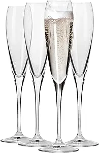 Krosno Champagne Glasses, Set of 4, 5.7 fl oz, Lead-Free Glass, Champagne Flutes for Prosecco, Sparkling Wine, Champagne and Mimosas, Dishwasher Safe, Made in Europe