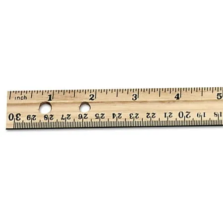 Charles Leonard Double Bevel, Metal Edged Wood Ruler, 12 Inches, Natural, 36-Pack (77120)