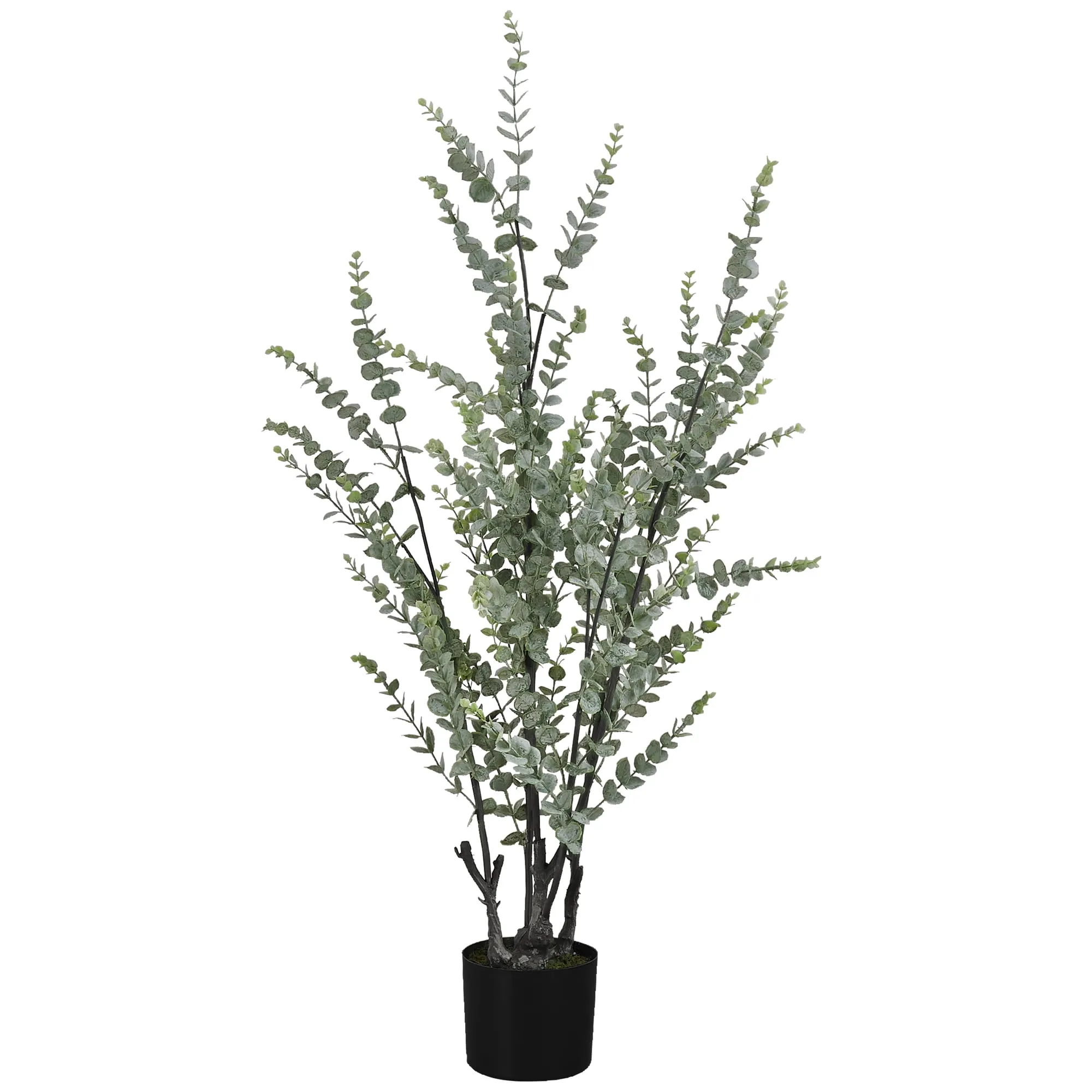 Monarch Artificial Plant, 44" Tall, Eucalyptus Tree, Decorative, Green Leaves, Black Pot