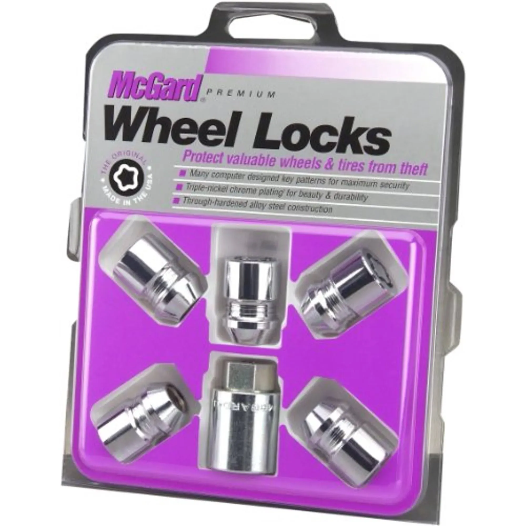 McGard 24554 Chrome Silver Cone Seat Wheel Lock Set