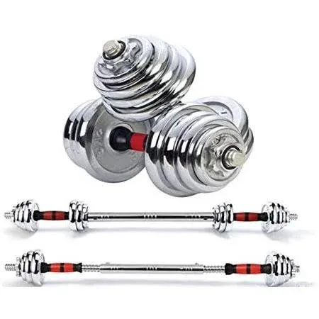 Zoogamo Adjustable Dumbbells Cast Iron Set Weight to 66Lbs / 44LBS, Free Weight with Connecting Rod Used As Barbell, for Men and Women Home Gym Work Out Training Fitness Equipment All-Purpose