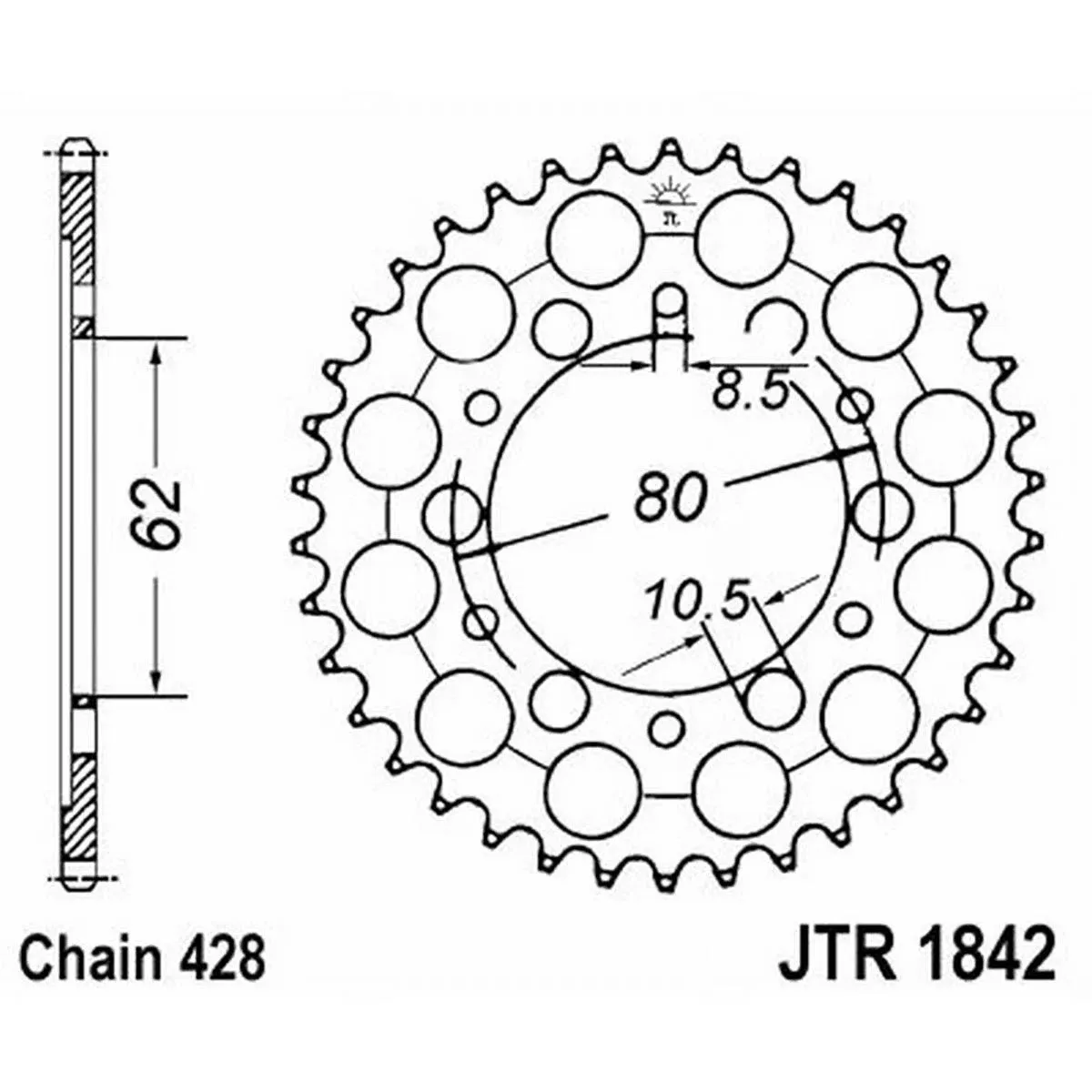 JT Sprockets JTR1842.51 51T Steel Rear Sprocket , black