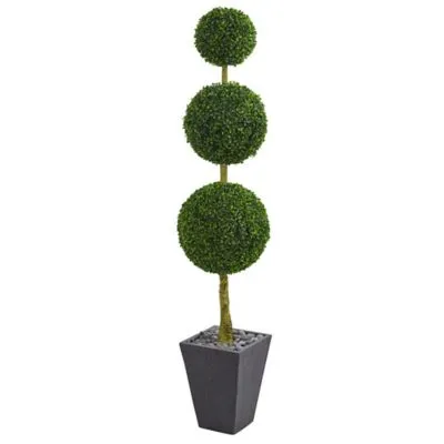 Nearly Natural Artificial Triple Ball Boxwood Topiary Tree