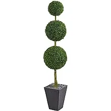 Nearly Natural 5ft. Artificial Triple Ball Boxwood Topiary Tree (Indoor/Outdoor)