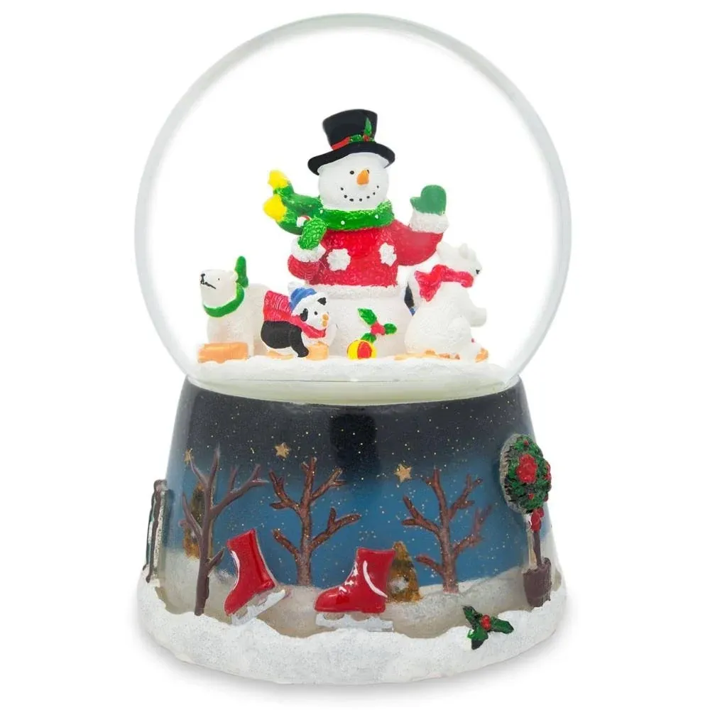 Polar Party: Snowman, Polar Bears, and Penguins Musical Spinning Snow Globe