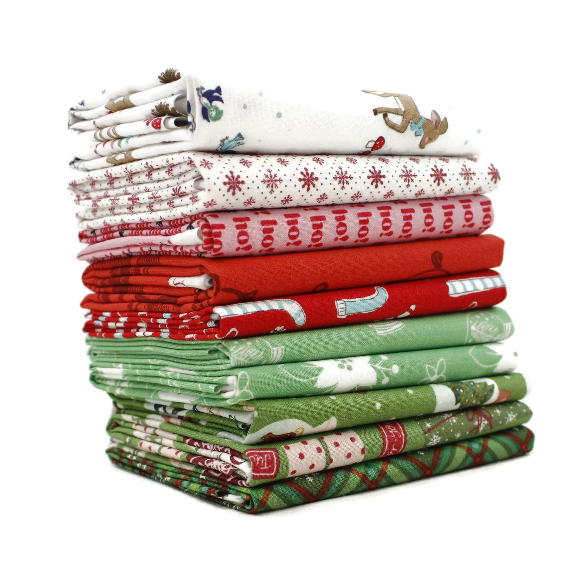 Christmas Fat Quarter Bundle (10 pcs) - Mixed Designers - Southern Fabric 18 x 21 inches (45.72cm x 53.34cm) Fabric cuts DIY Quilt Fabric