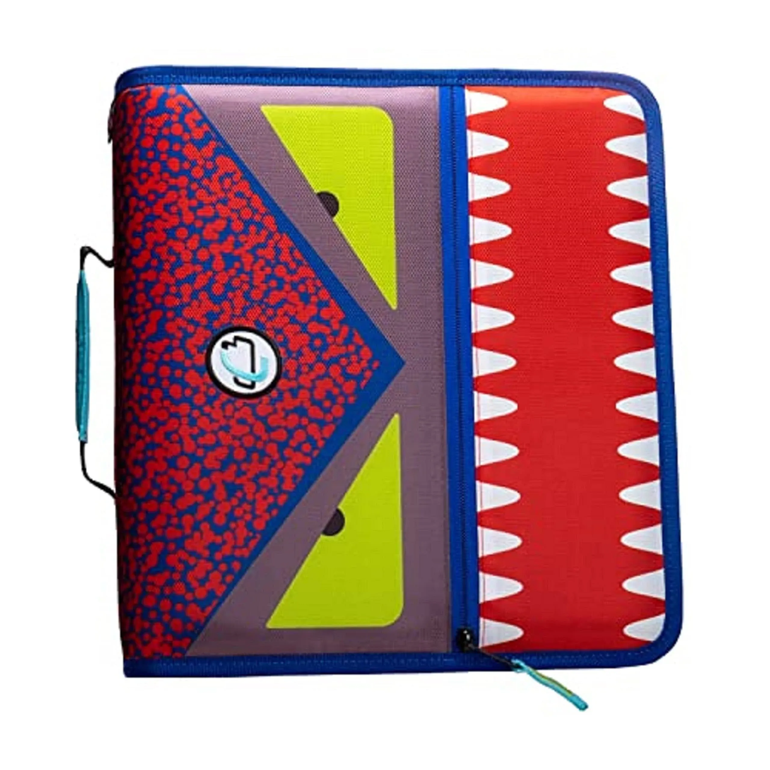 Case-it The Dual 2-in-1 Zipper Binder - Two 1.5 Inch D-Rings - Includes Pencil Pouch - Multiple Pockets - 600 Sheet Capacity - Comes with Shoulder Strap - Monster Design Dual-101-ME