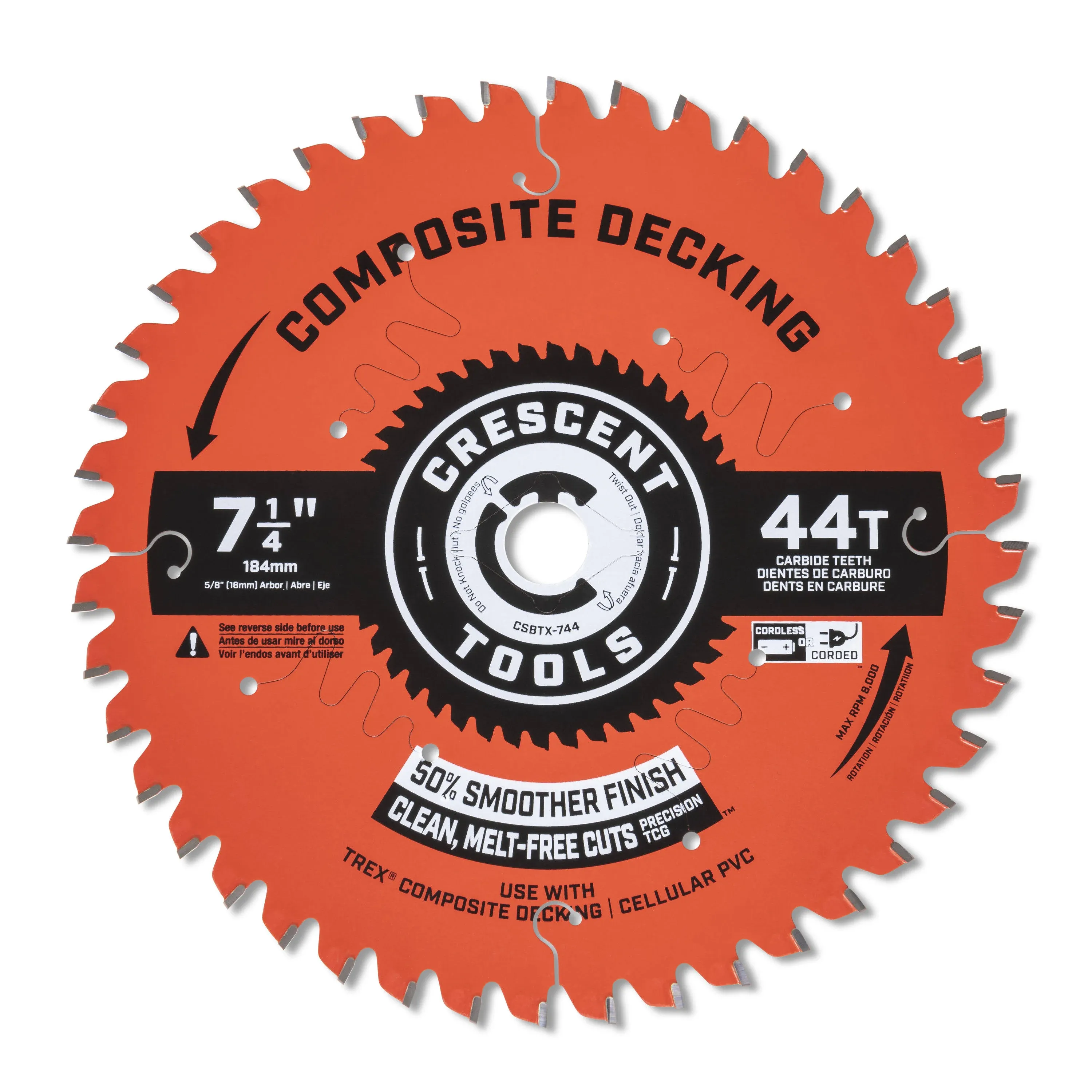 Crescent Composite Decking 7-1/4-in 44-Tooth Carbide Circular Saw Blade | CSBTX-744