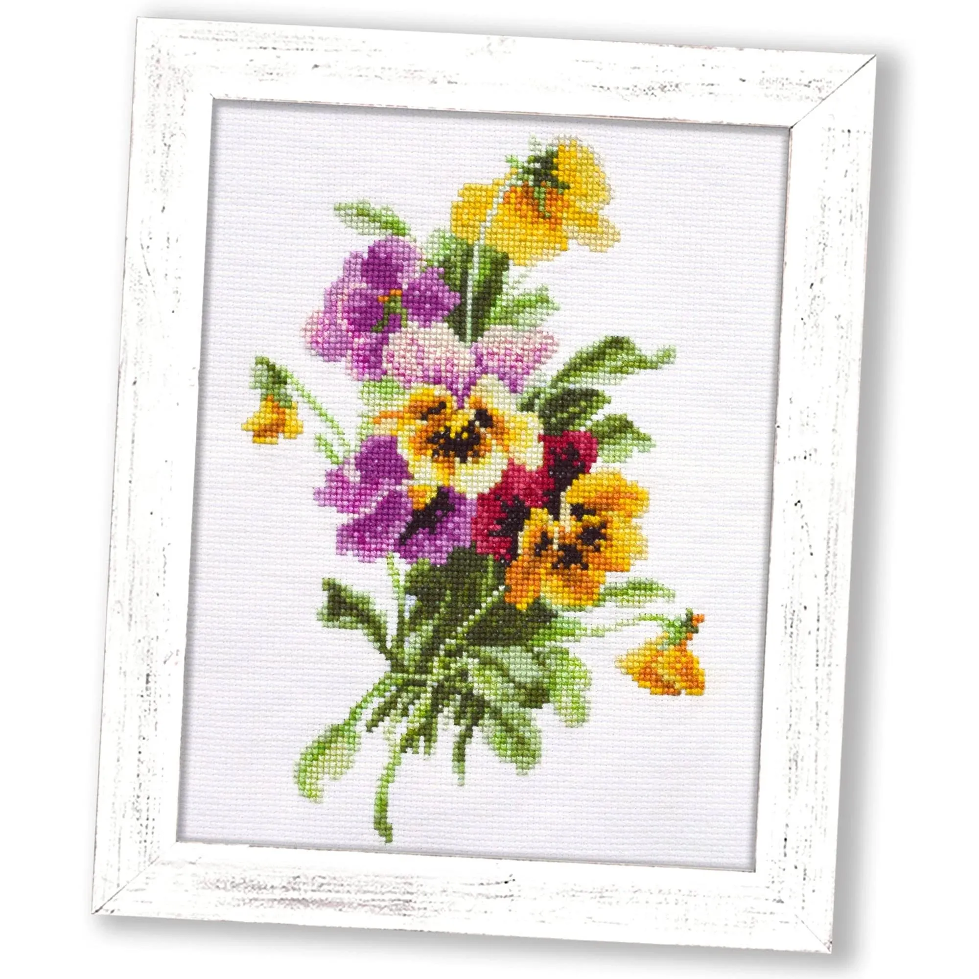 Cross Stitch Embroidery Kit &#039;Pansies&#039;