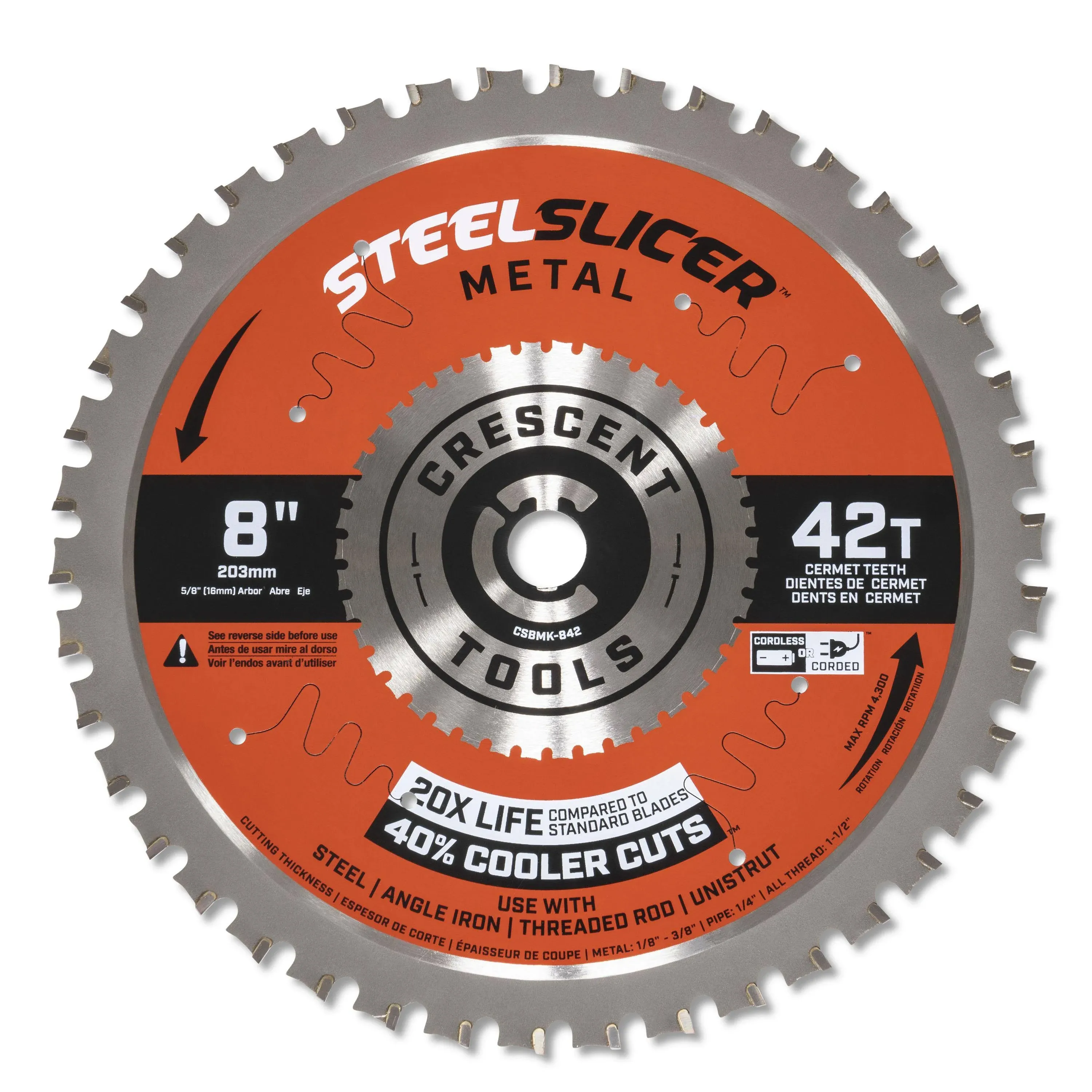 Crescent Steel Slicer Thick Metal Circular Saw Blade 8" x 42T