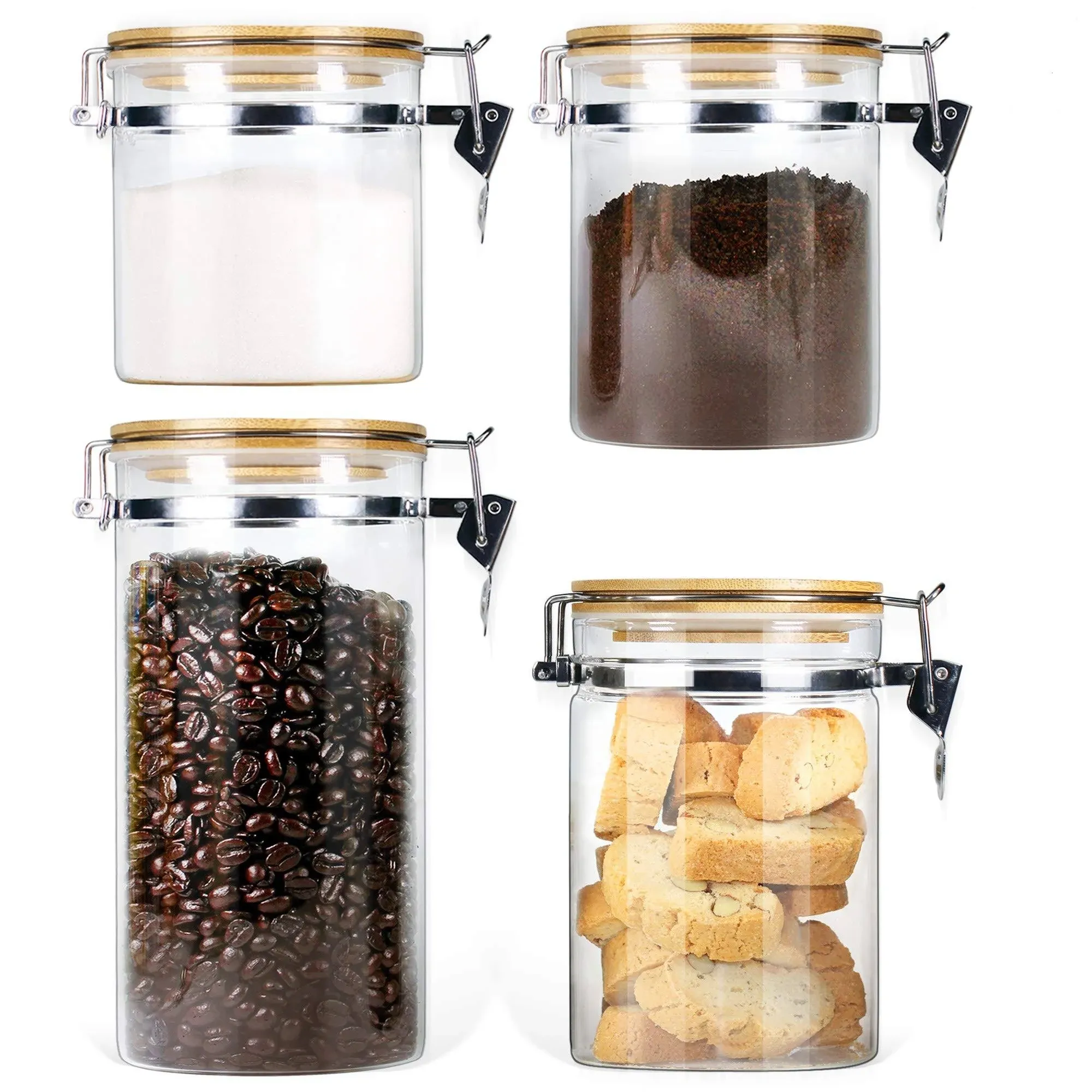 Glass Storage Jars with Airtight Locking Clamp Lids