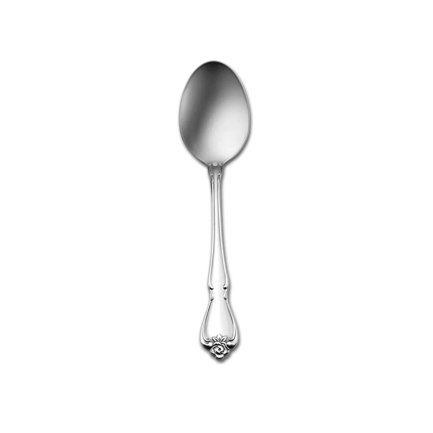 Oneida 2552SPLF Arbor Rose S/S Oval Bowl Dessert Spoon - Dozen