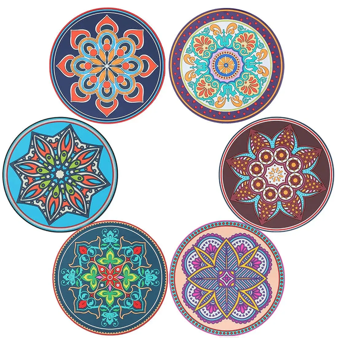 Trivets for Hot Pots and Pans, VIDAYA Vintage Ethnic Floral 6 Pack, Mandala 