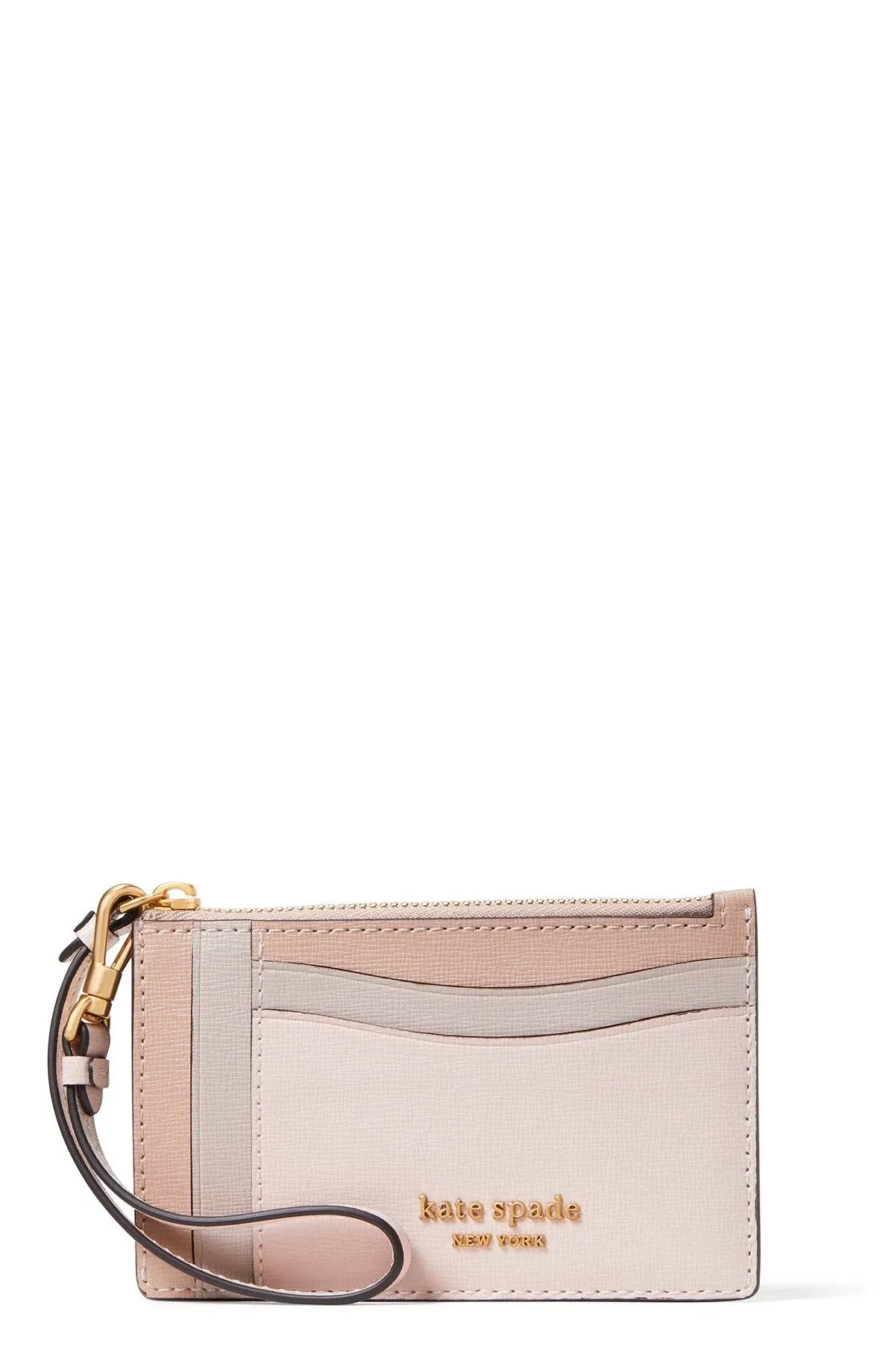 Morgan Colorblocked Card Case Wristlet In Earthenware Black