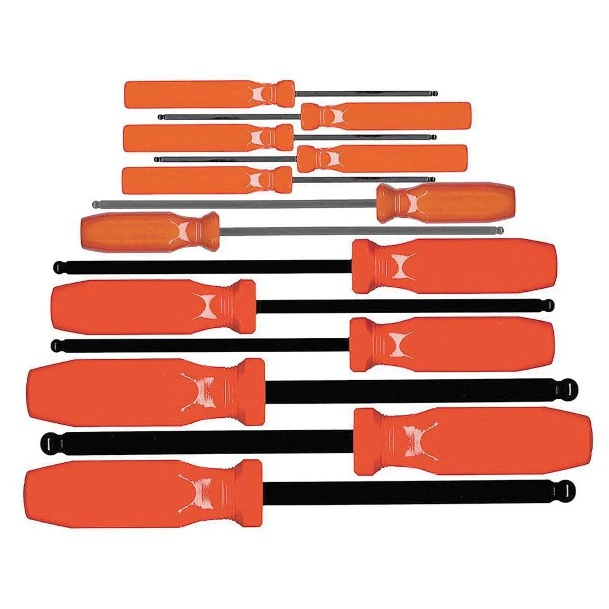 EKLIND Screwdriver Set: 13 Pieces, Ball Hex Tip, Fluted Grip, Pouch