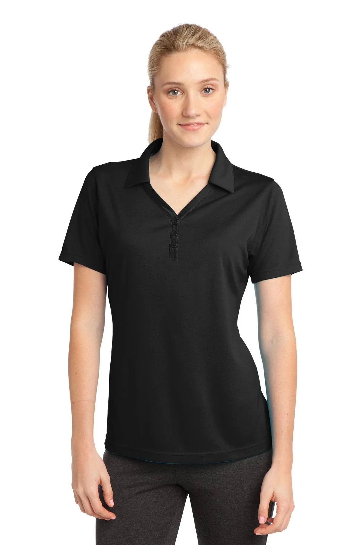 Sport Tek LST680 Ladies PosiCharge Micro-Mesh Polo - Black - S