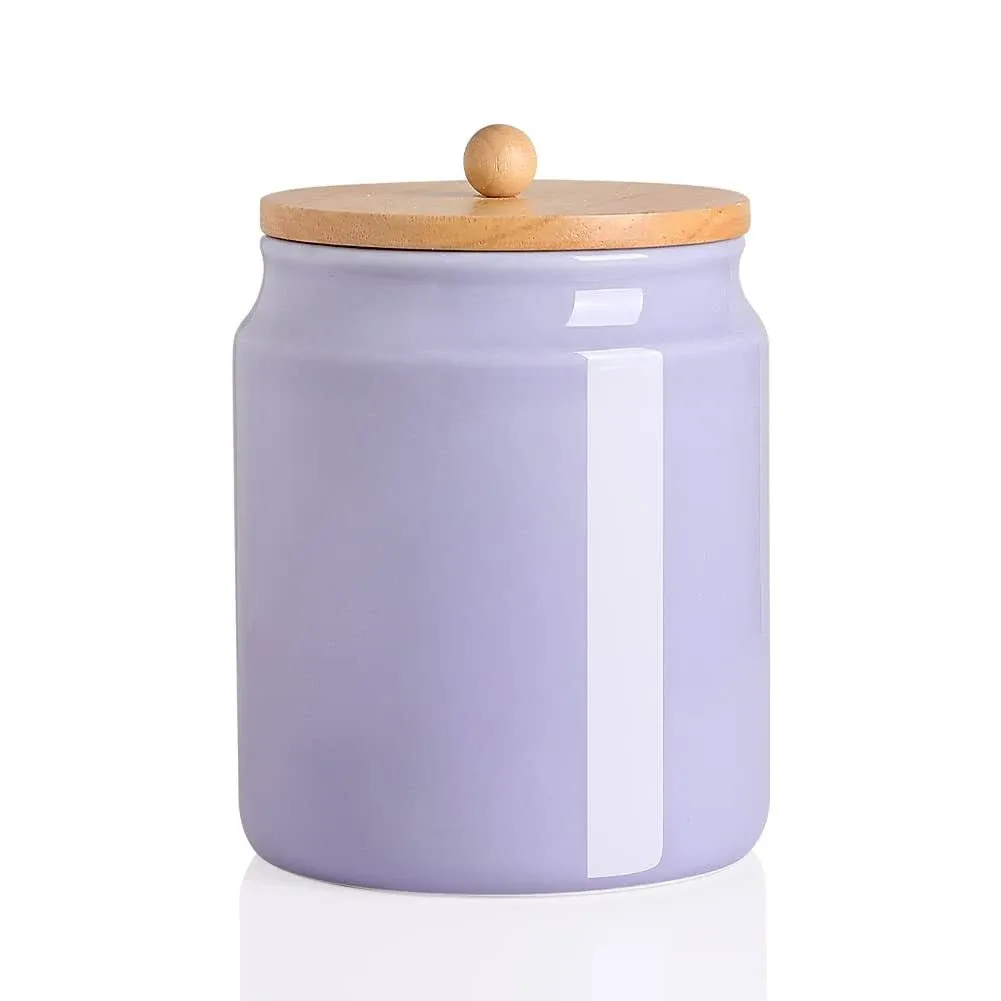 Sweejar Ceramic Kitchen Canisters, 58 floz Porcelain Food Storage Jar with Airtight Seal Wooden Lid, Home Container Serving for Coffee Beans,