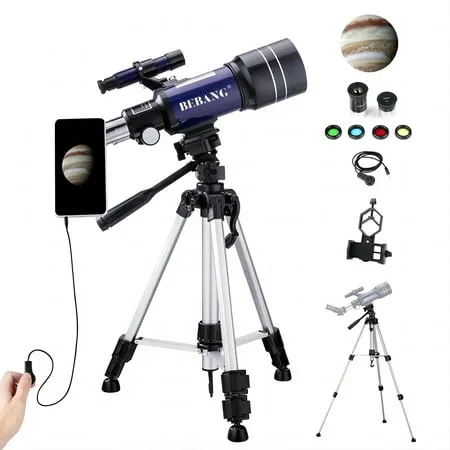 BEBANG Telescope for Astronomy 70mm Professional Refractor Telescope for Kids Adults Beginners Portable Telescope with Tripod