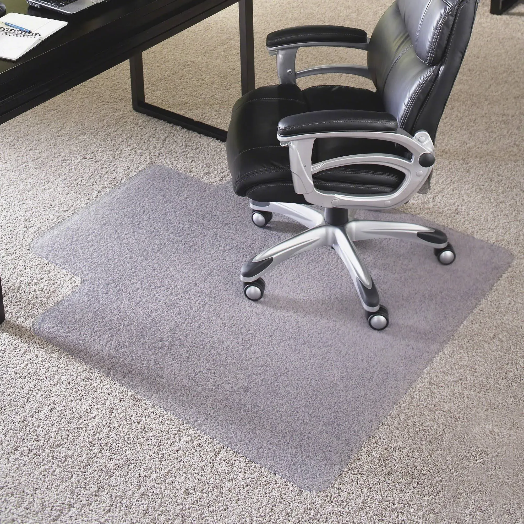 ES Robbins Extra High Pile Carpet Chair Mat, Rectangle with Lip 45"x53" Beveled Edge