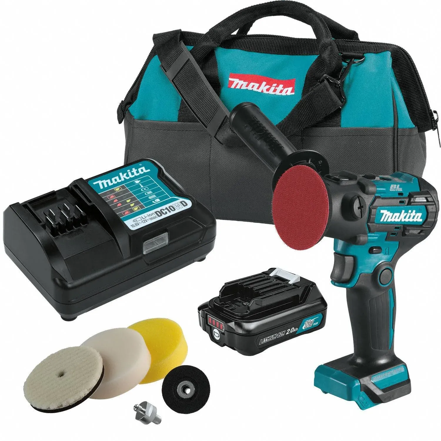 Makita VP01R1 12V Max CXT Lithium‐Ion Brushless 3" Polisher / 2" Sander Kit (2.0Ah)