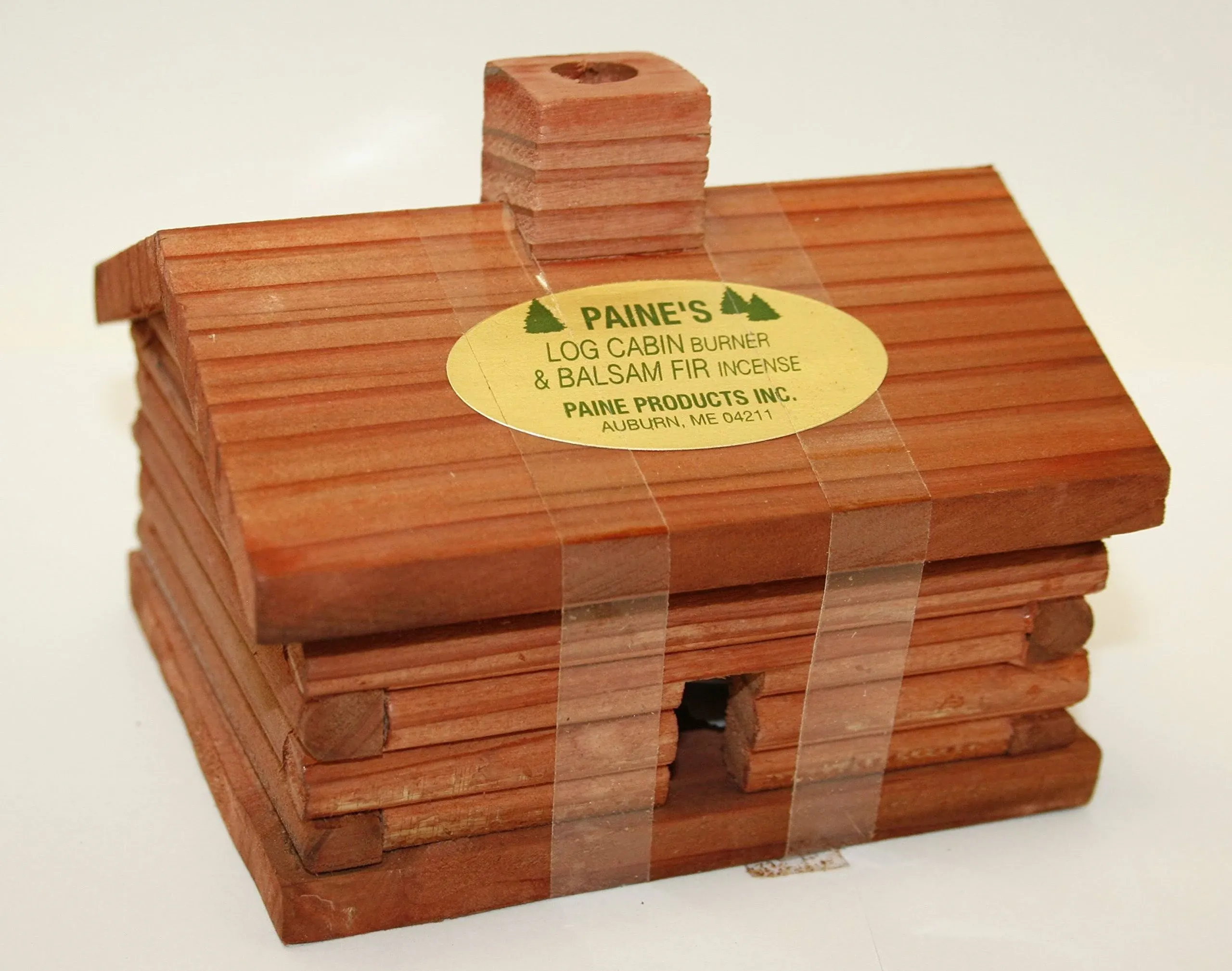 "Paine's Medium Log Cabin Incense Burner Comes with 10 Balsam fir logs"