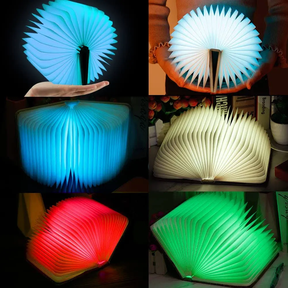 Touch Control Book Lamp,5 Colors Changing Magic Mini Book Shaped Lights for Book Lover,Rechargeable Bedside Nightstand Lamps,Unique Creativity Gift for Birthday,Christmas (Size 4.7x0.9x3.5in)