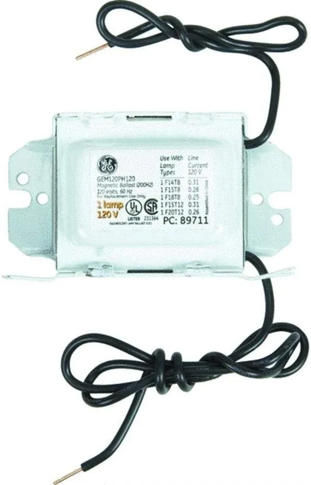 GE Lighting 68186 Gem120ph120diy Lfl Magnetic Rapid Start Ballast for 1- F20T12 ...