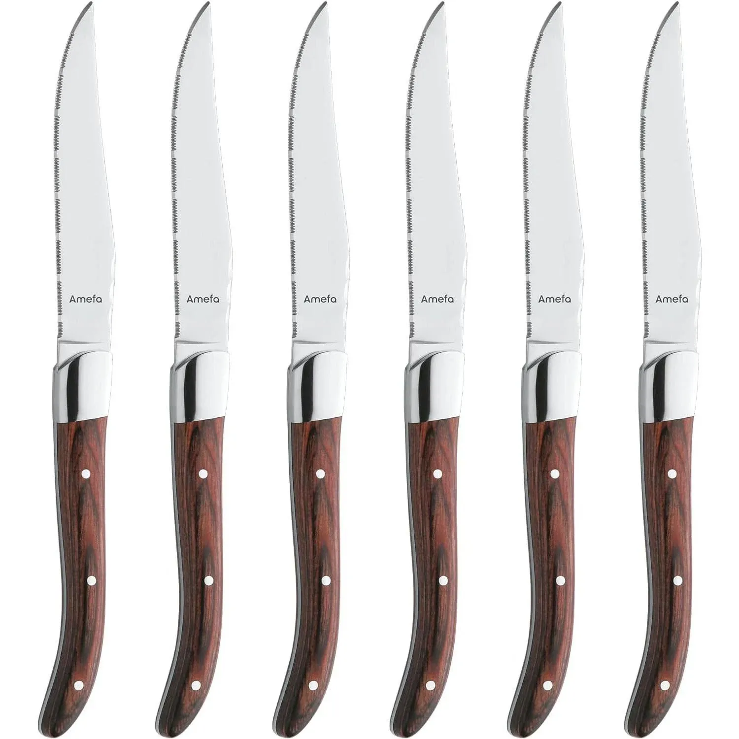 Amefa Royal Steak Knives, Set of 6, Premium Hardened Stainless Steel, Triple ...