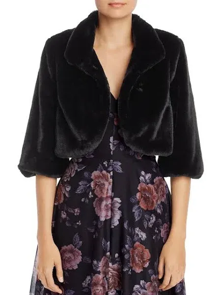 Laundry by Shelli Segal Womens Faux Fur Dressy Bolero, Black