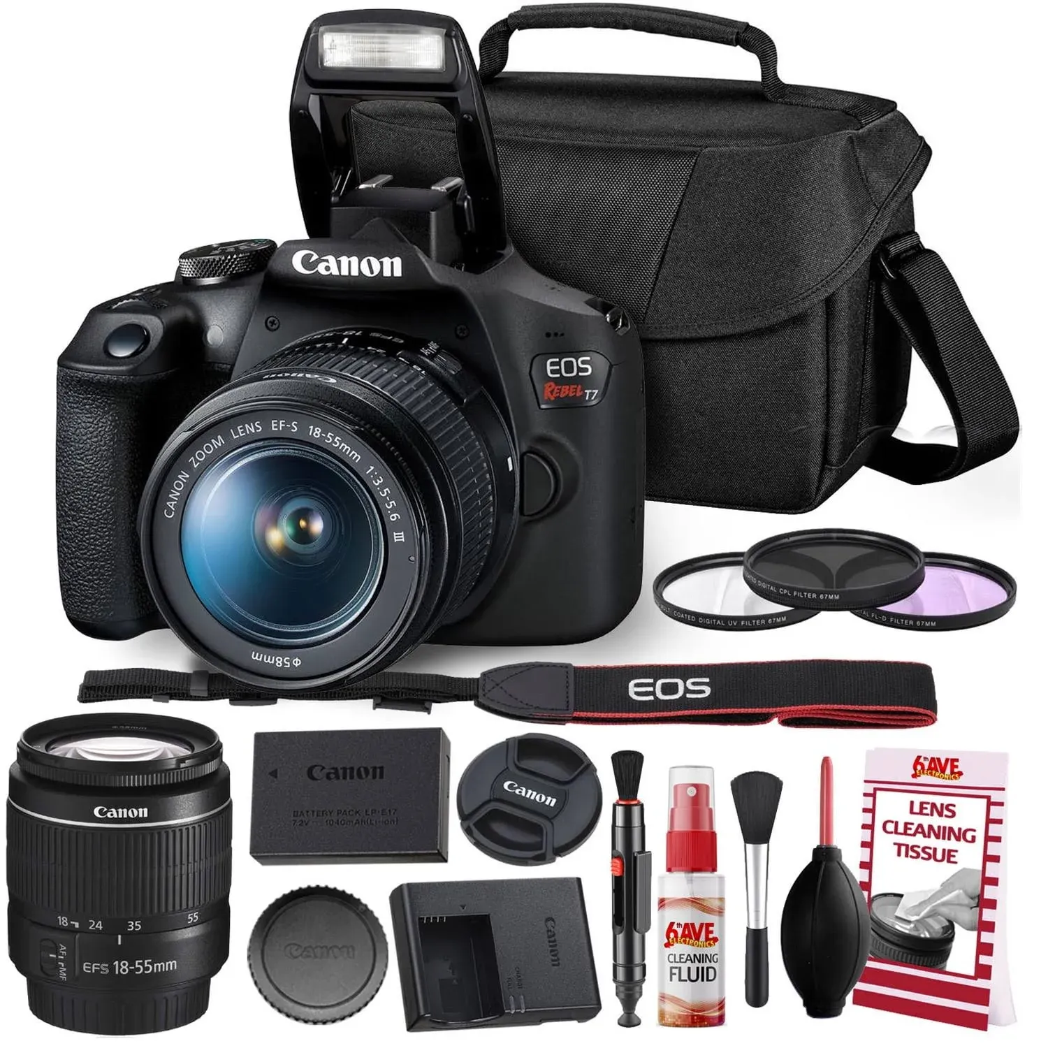 Canon EOS Rebel T7 24.1MP DSLR Camera with EF-S 18-55mm f/3.5-5.6 Lens