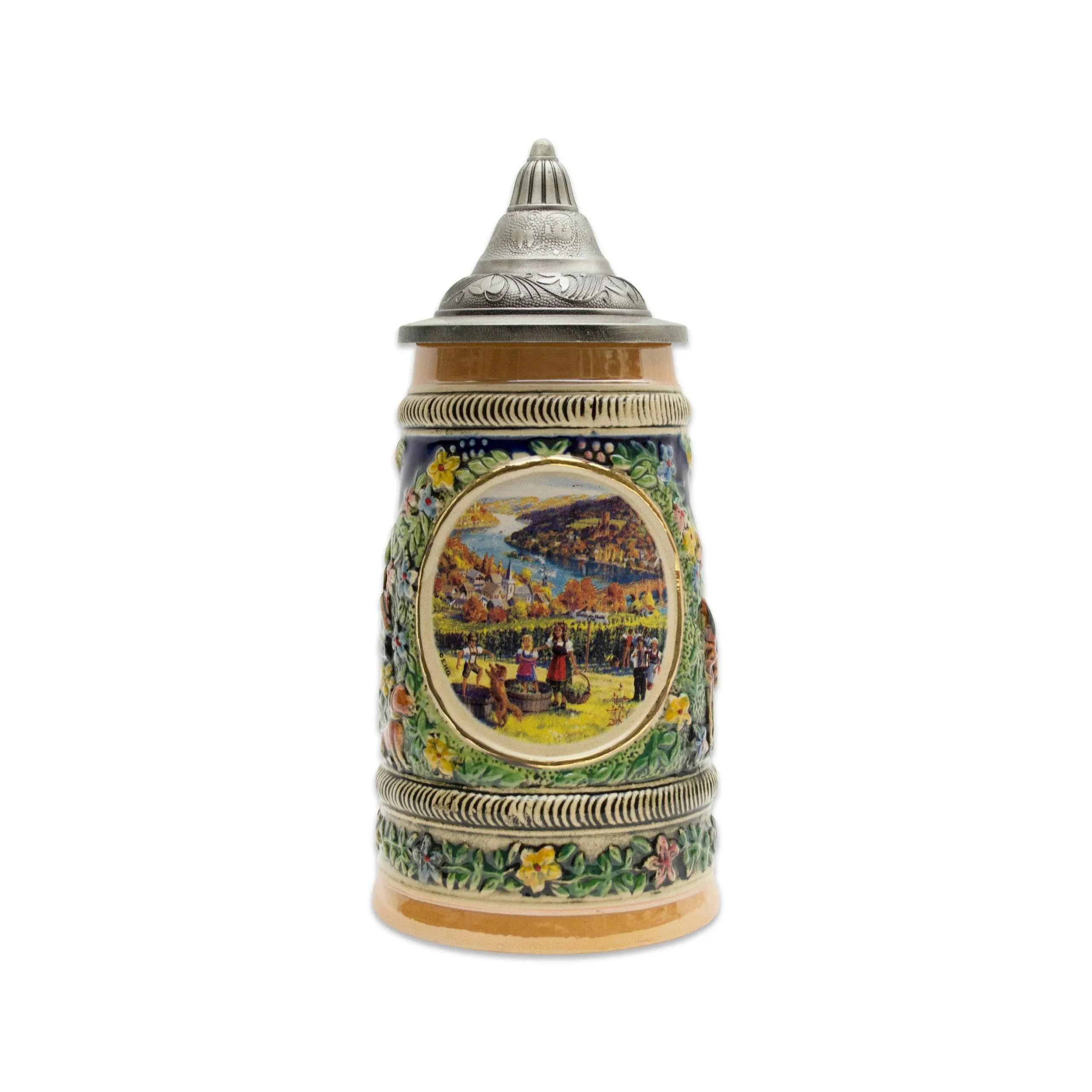 Germanic Fall Beer Stein .5L with Embossed Metal Lid