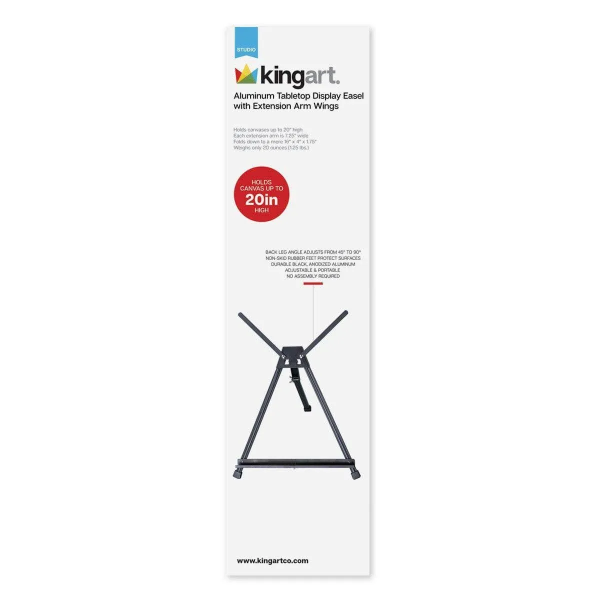 Kingart Studio Aluminum Adjustable Tabletop Easel Stand with Extension