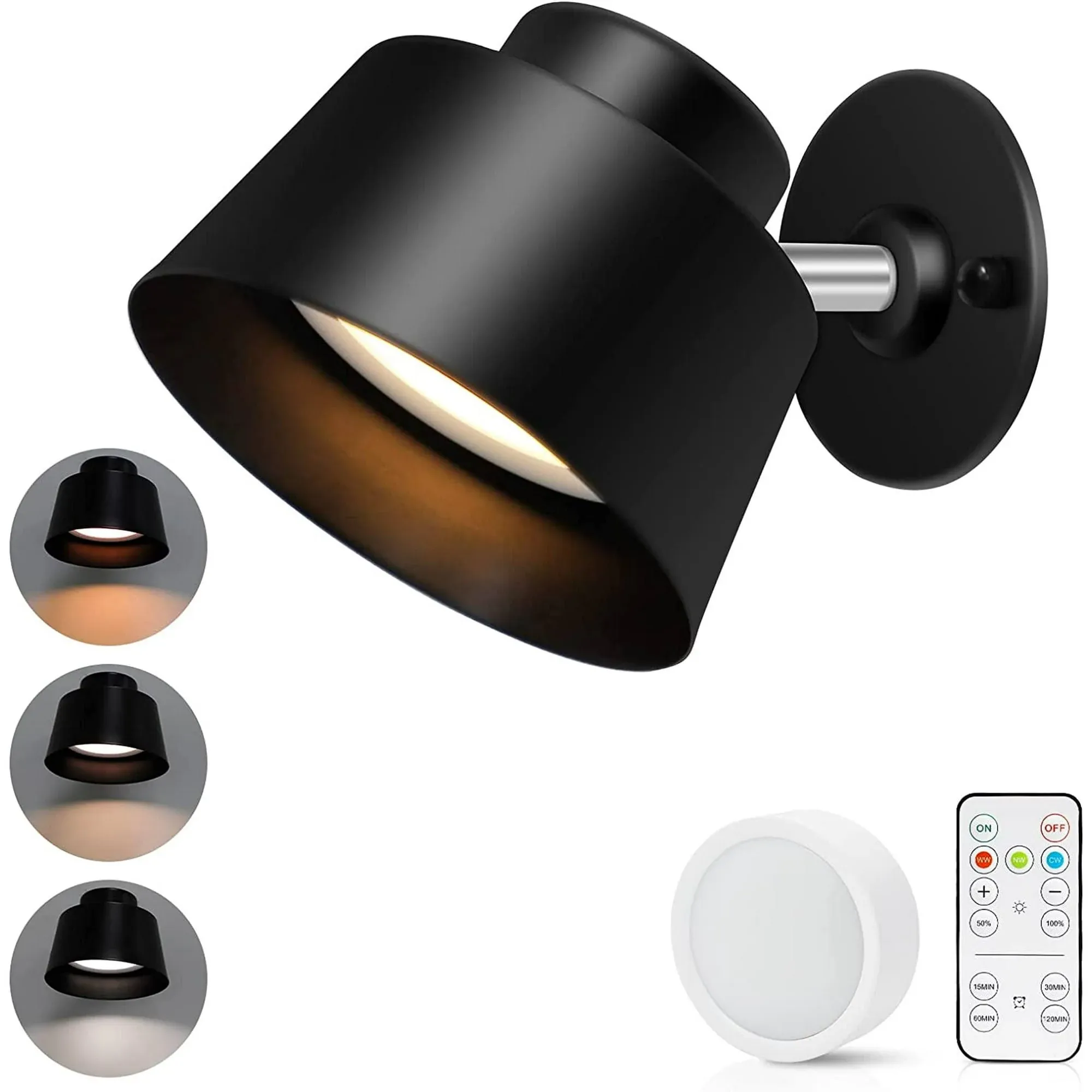 AIBOO LED Wall Sconce with 360Free Rotation, Rechargeable Sconce Wall Light with ...