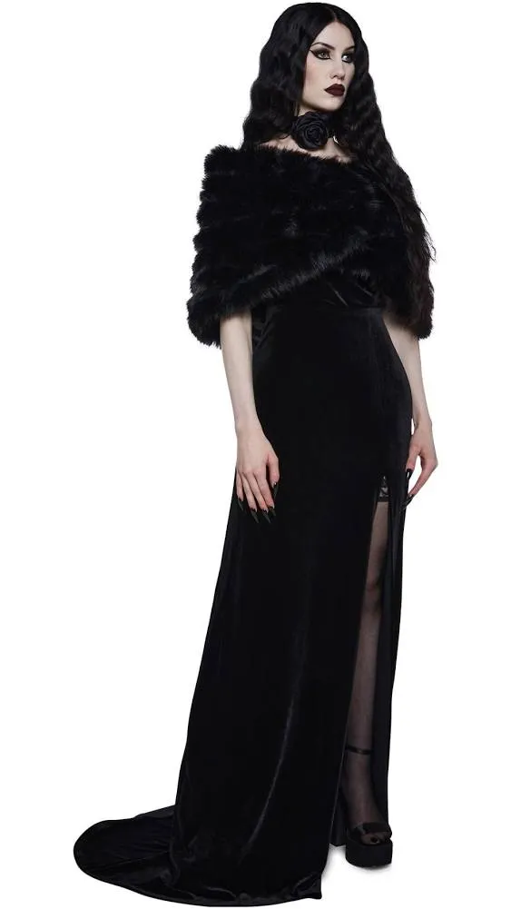 Unholy Faux Fur Shrug-Black