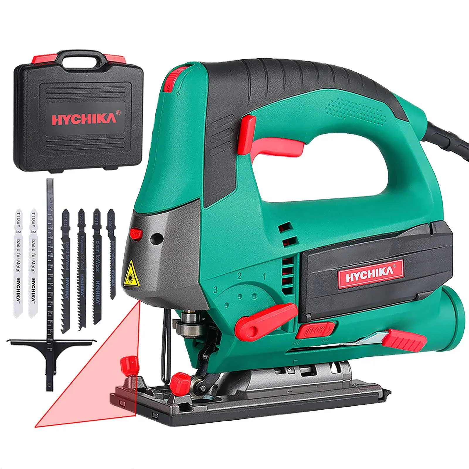 HYCHIKA Jigsaw 6.7A Jig Saw 800-3000SPM with 6 Variable Speeds 4 Orbital Sets