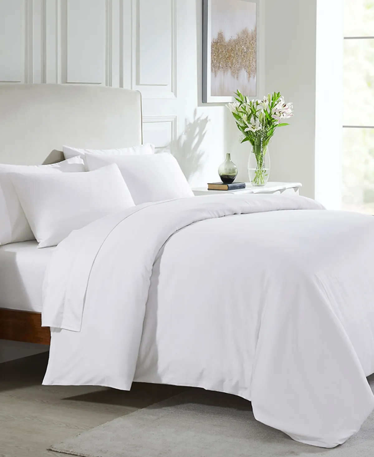 California Design Den King Size Duvet Cover - 100% Cotton Sateen, 400 Thread Count, Premium Hotel Quality, Soft Luxury Sateen Weave Comforter Cover, Button Closure and Corner Ties - Ivory